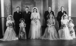 Merle O'Brien's wedding to Alwyn O'Donnell - Mum as flower girl far right