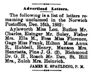 Anna Hilton Wednesday 20 Dec 1882 Chenango Semi Weekly Telegraph