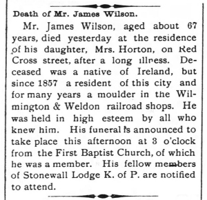 James Wilson The Wilmington Morning Star, 13 Feb 1891, Fri, Page 1