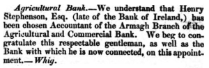 Henry Stephenson Belfast Commercial Chronicle 9 November 1836